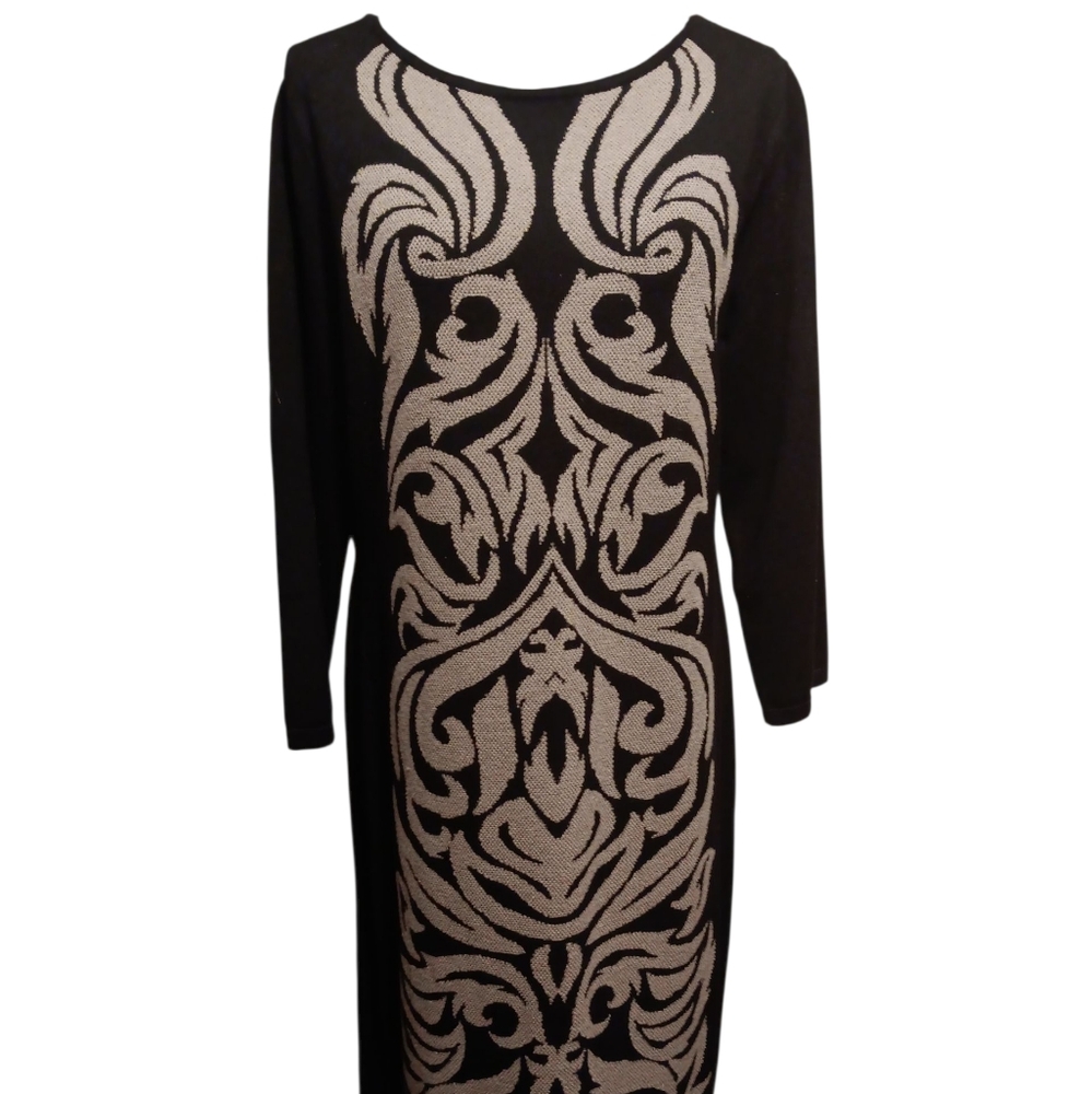 Black and beige Nine West sweater dress, 3/4 sleeves, size XL